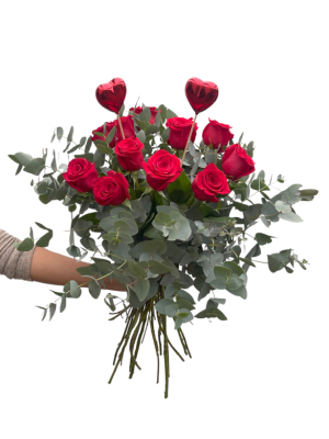 Ramo de 12 rosas de tallo largo  San Valentin