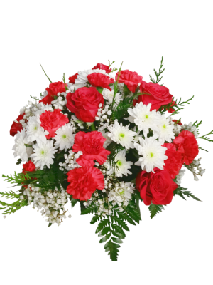 Centro bajo con flores rojas