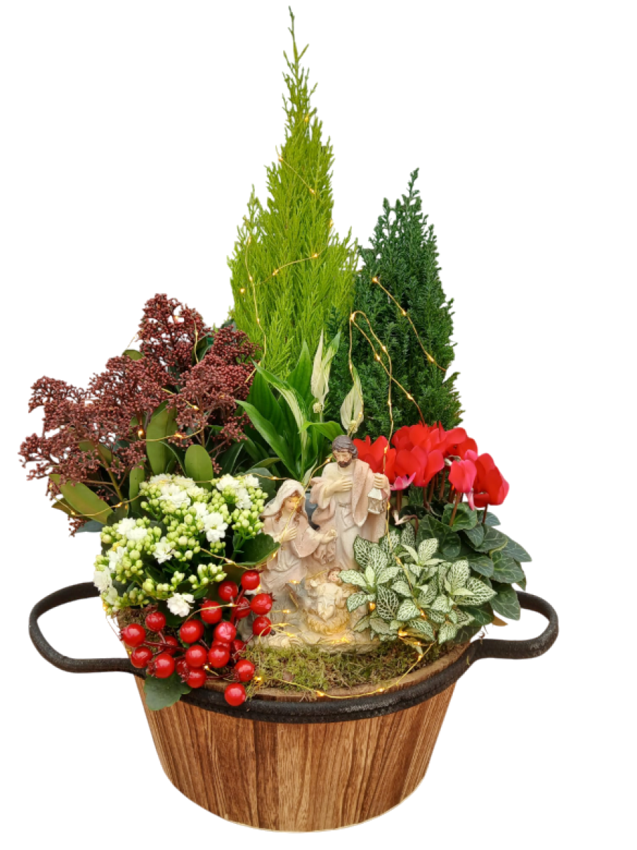 Cesta de navidad con luces