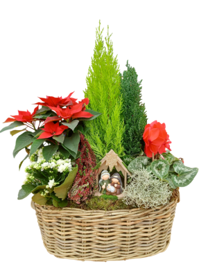 Cesta de flores de pascua decorada 