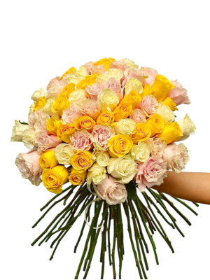 Ramo de 75 rosas variadas de tallo largo 