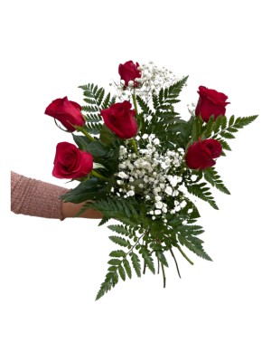 Bouquet de 6 rosas con paniculata